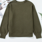 Madisyn Jungle Green Textured Round Neck Drop Shoulder Pullover Sweatshirt