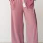 Taylar Pink Raw Seam Patchwork Long Sleeve Top Pocket Casual Pants 2pcs Set