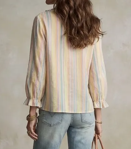 Jaleah Pastel Ruffle Stripe Blouse