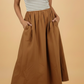 Vee Chestnut Striped Colorblock Patchwork Sleeveless Casual Long Dress