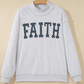 Faith Light Grey High Neck Polka Dot Slogan Baggy Sweatshirt