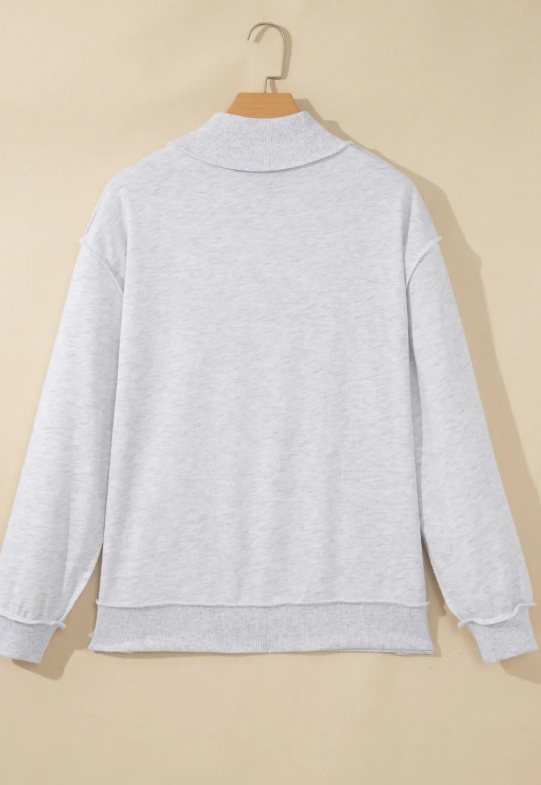 Faith Light Grey High Neck Polka Dot Slogan Baggy Sweatshirt