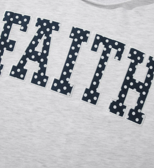 Faith Light Grey High Neck Polka Dot Slogan Baggy Sweatshirt