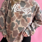 Camo Print Howdy Western Style Baggy Pullover Sweatshirt