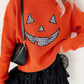 Orange Drop Shoulder Long Sleeve Round Neck Halloween Sweater