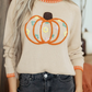 Floral Embroidery Pumpkin Long Sleeve Round Neck Sweater