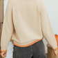 Floral Embroidery Pumpkin Long Sleeve Round Neck Sweater