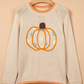 Floral Embroidery Pumpkin Long Sleeve Round Neck Sweater