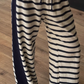 Parisse Black Stripe Relaxed Long Sleeve Top Color Block Detail Drawstring Pant Set