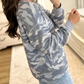 Idris Camouflage Long Sleeve Round Neck Shift Pullover Top