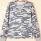 Idris Camouflage Long Sleeve Round Neck Shift Pullover Top