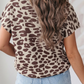 Conny Leopard Print Short Sleeve Knit Loose Pullover Sweater