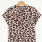 Conny Leopard Print Short Sleeve Knit Loose Pullover Sweater