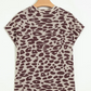 Conny Leopard Print Short Sleeve Knit Loose Pullover Sweater