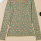 Alyce Laurel Green Vintage Floral Print Southern Style Mesh Long Sleeve Top