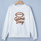 White Embroidered Slogan Game Day Rugby Pattern Crewneck Sweatshirt