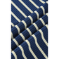 Jasma Blue Stripe Color Block Patchwork Zip V Neck Pullover Loose Pants 2pcs Set