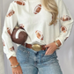 Marilee Sequin Football Print Round Neck Long Sleeve Loose Fit Sweater