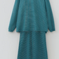 Katniss Green Stripe Dropped Shoulder Long Sleeve Top Elastic Waist Pants Casual 2pcs Set