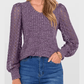 Arabella Purple Lace‑Sleeve Knit Top