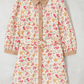 Pauletta Orange Floral Print Color Block Trim Button Down 3/4 Sleeve Belted Mini Dress