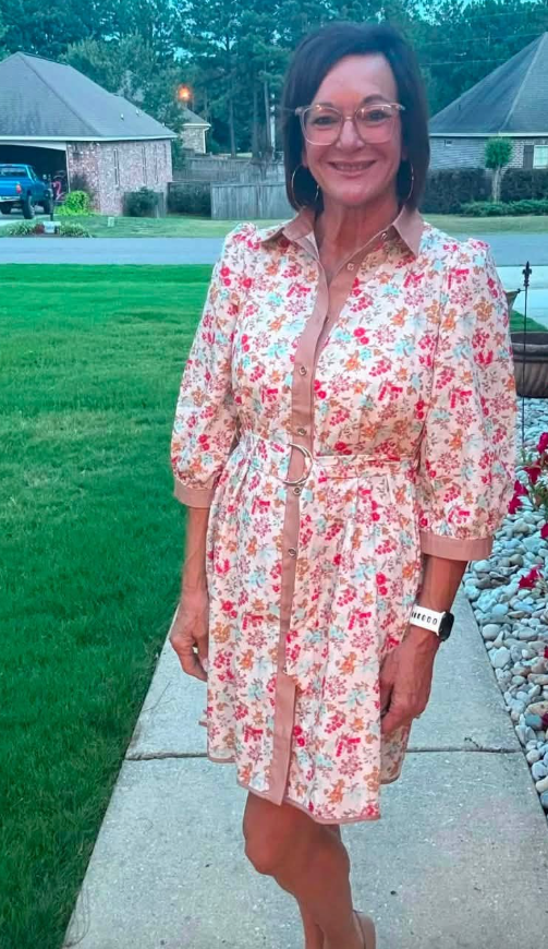 Pauletta Orange Floral Print Color Block Trim Button Down 3/4 Sleeve Belted Mini Dress
