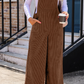Shawna Brown Solid Color Corduroy Wide Leg Bib Overalls