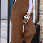Shawna Brown Solid Color Corduroy Wide Leg Bib Overalls