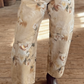 RTS Khaki Retro Floral Print Relaxed Barrel Jeans