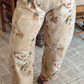 RTS Khaki Retro Floral Print Relaxed Barrel Jeans