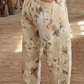 RTS Khaki Retro Floral Print Relaxed Barrel Jeans