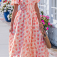 RTS Polka Dot Printed Ruffle Short Sleeve Zip Up Long Dress