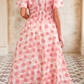 RTS Polka Dot Printed Ruffle Short Sleeve Zip Up Long Dress