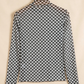 Biba Black Plaid Stand Neck Long Sleeve Mesh Top