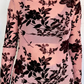 Chanda Gossamer Pink Retro Floral Print Mesh Long Sleeve Pullover Blouse