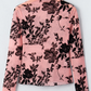 Chanda Gossamer Pink Retro Floral Print Mesh Long Sleeve Pullover Blouse