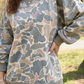 Cissie Camo Print Ribbed Trim Casual Pullover Sweatshirt