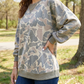 Cissie Camo Print Ribbed Trim Casual Pullover Sweatshirt
