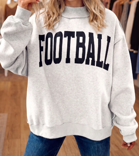 Light Grey High Neck GAMEDAY/ FOOTBALL Double Side Printed Reversible Sweatshirt
