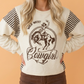 Cowgirl Western Print Striped Detail Long Sleeve Casual Top