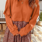 Charice Orange Solid Long Sleeve Top Patchwork Floral Flared 2-in-1 Mini Dress