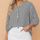 Emery Black Striped Half Sleeve Button-Up Shirt