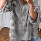 Emery Black Striped Half Sleeve Button-Up Shirt