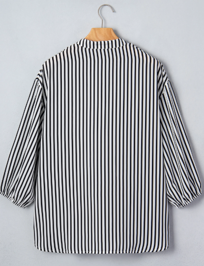 Emery Black Striped Half Sleeve Button-Up Shirt