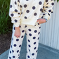 SALE!!!  Avi Polka Dot Print Drop Shoulder Pullover Drawstring Jogger Pant Set