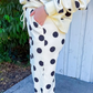 SALE!!!  Avi Polka Dot Print Drop Shoulder Pullover Drawstring Jogger Pant Set