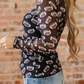 Black Football Game Day Sheer Mesh Long Sleeve Top
