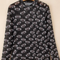 Black Football Game Day Sheer Mesh Long Sleeve Top