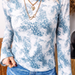 Cinni Sky Blue Long Sleeve Leopard Print Round Neck Sheath Top
