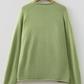 Clarissa Mist Green Unique Fish Knit Oversized Round Neck Sweater